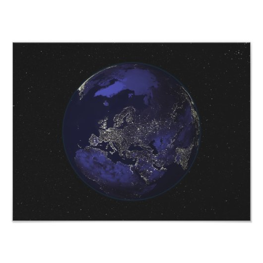 Vollständige Erde in der Nacht mit Lichtern in der Fotodruck (Vorne)