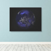 Vollständige Erde in der Nacht mit Lichtern in der Leinwanddruck (Insitu (Holzboden))