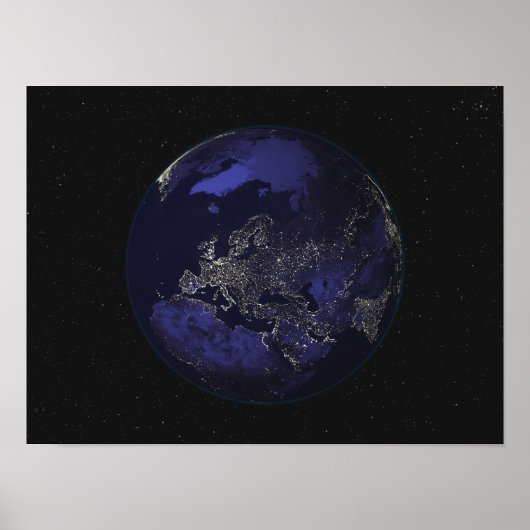 Vollständige Erde in der Nacht mit Lichtern in der Poster (Vorne)
