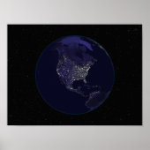 Vollständige Erde in der Nacht mit Stadtlichtern 4 Poster (Vorne)