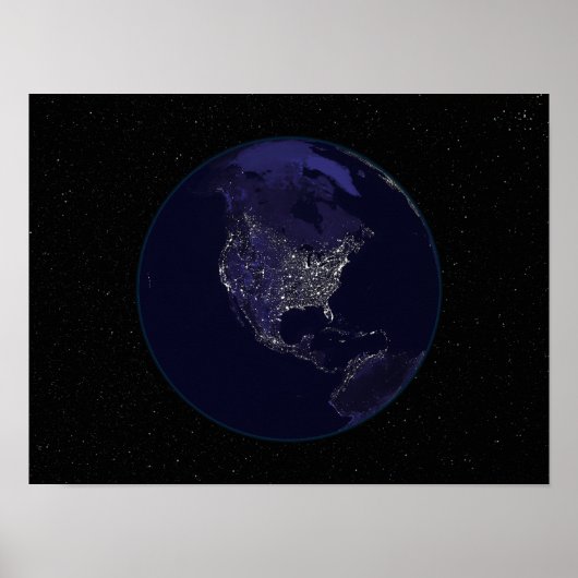Vollständige Erde in der Nacht mit Stadtlichtern 4 Poster (Vorne)