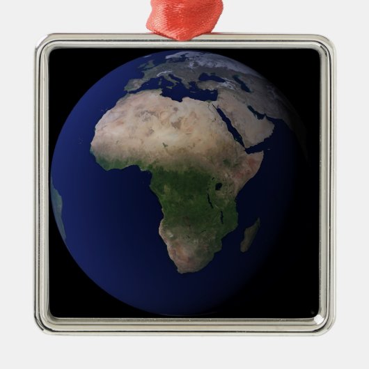 Vollständige Erde mit Afrika, Europa und dem Nahen Silbernes Ornament (Vorne)