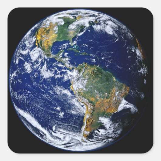 Vollständige Erde mit Amerika Quadratischer Aufkleber (Vorderseite)