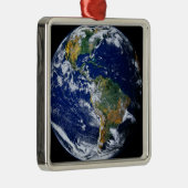 Vollständige Erde mit Amerika Silbernes Ornament (Rechts)
