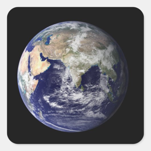 Vollständige Erde mit Europa und Asien Quadratischer Aufkleber (Vorderseite)