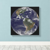 Vollständige Erde mit Nord- und Südamerika 2 Leinwanddruck (Insitu (Holzboden))