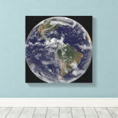 Vollständige Erde mit Nord- und Südamerika 3 Leinwanddruck (Insitu (Holzboden))