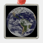 Vollständige Erde mit Nord- und Südamerika 4 Silbernes Ornament (Vorne)