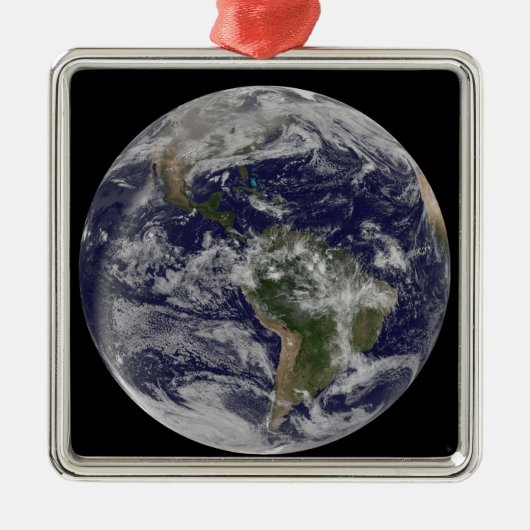 Vollständige Erde mit Nord- und Südamerika 4 Silbernes Ornament (Vorne)