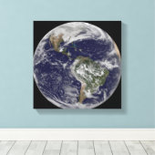 Vollständige Erde mit Nord- und Südamerika 6 Leinwanddruck (Insitu (Holzboden))