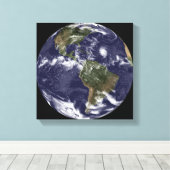 Vollständige Erde mit Nordamerika Leinwanddruck (Insitu (Holzboden))