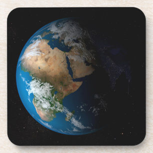 Vollständige Erde mit simulierten Wolken über Afri Getränkeuntersetzer