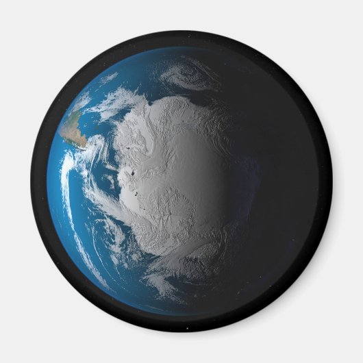 Vollständige Erde mit simulierten Wolken über der Magnet (Vorne)