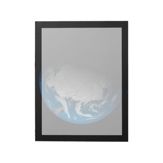 Vollständige Erde mit simulierten Wolken über der Notizblock (Rotiert)