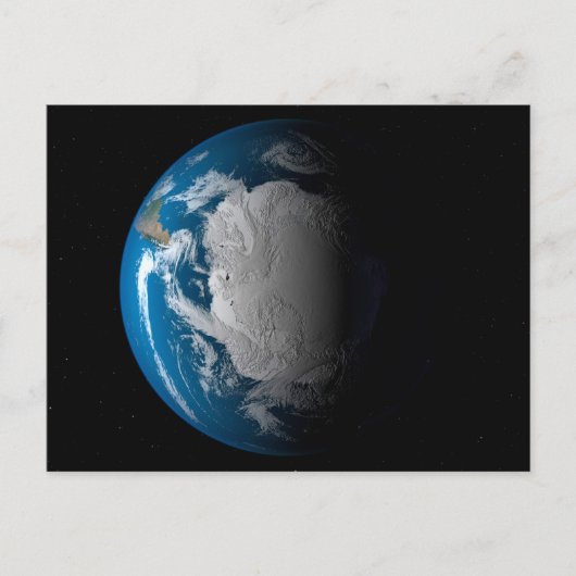 Vollständige Erde mit simulierten Wolken über der Postkarte (Vorderseite)