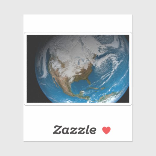 Vollständige Erde mit simulierten Wolken über Nord Aufkleber (Blatt)