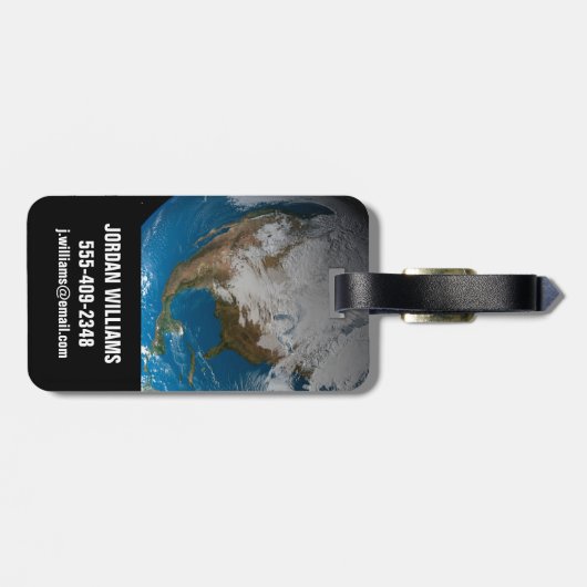 Vollständige Erde mit simulierten Wolken über Nord Gepäckanhänger (Rückseite horizontal)