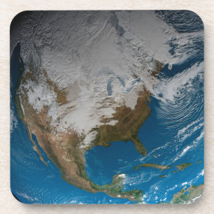 Vollständige Erde mit simulierten Wolken über Nord Getränkeuntersetzer
