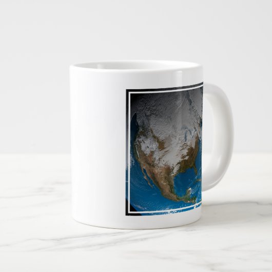 Vollständige Erde mit simulierten Wolken über Nord Jumbo-Tasse (Vorderseite Rechts)
