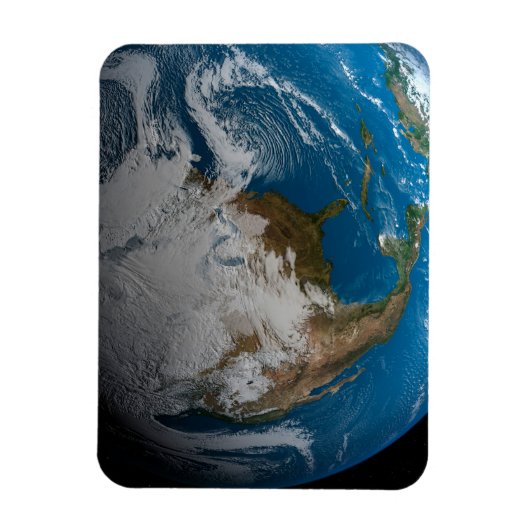 Vollständige Erde mit simulierten Wolken über Nord Magnet (Vertikal)