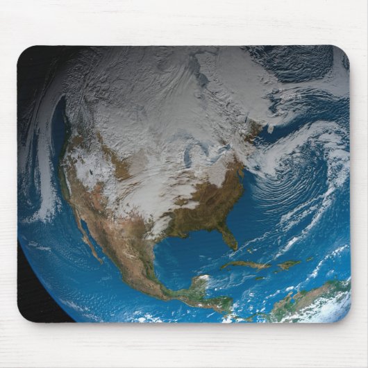 Vollständige Erde mit simulierten Wolken über Nord Mousepad (Vorne)