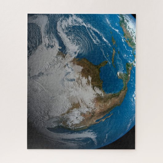 Vollständige Erde mit simulierten Wolken über Nord Puzzle (Vertikal)