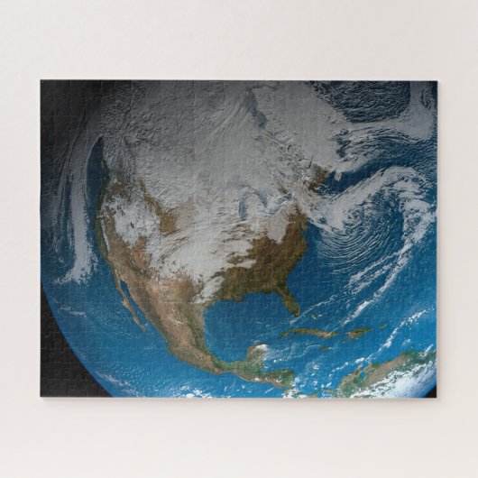 Vollständige Erde mit simulierten Wolken über Nord Puzzle (Horizontal)