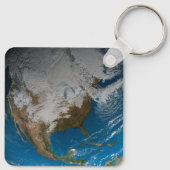 Vollständige Erde mit simulierten Wolken über Nord Schlüsselanhänger (Rückseite)