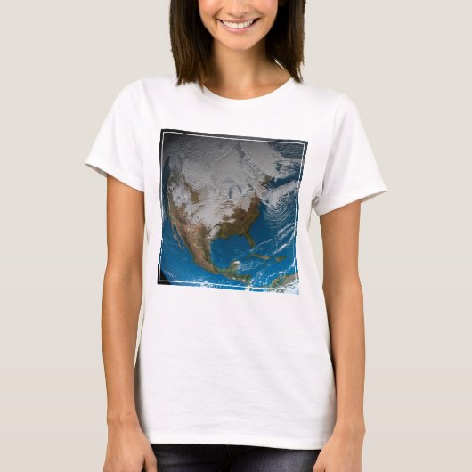 Vollständige Erde mit simulierten Wolken über Nord T-Shirt (Vorderseite)