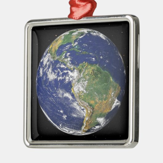 Vollständige Erde mit Südamerika 2 Silbernes Ornament (Links)