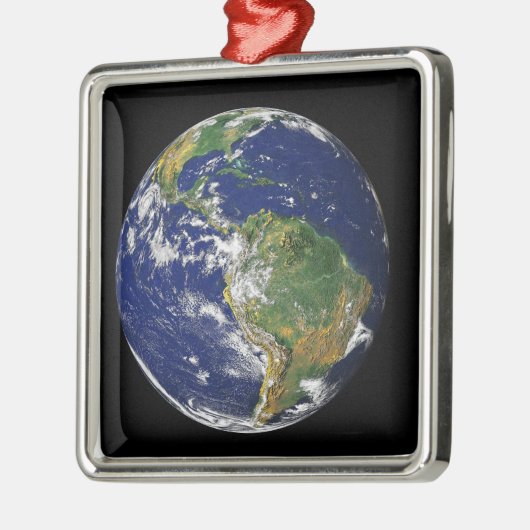 Vollständige Erde mit Südamerika Silbernes Ornament (Links)