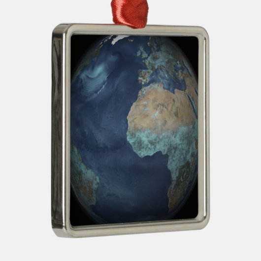 Vollständige Erde mit Verdunstung Silbernes Ornament (Rechts)