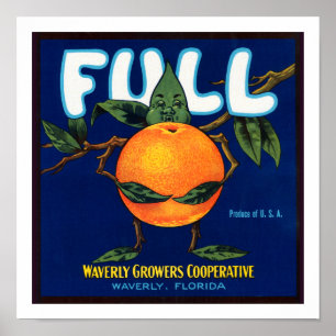 Vollständige Etiketten für Orangen der Marke Full  Poster