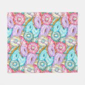 Vollständige Illustrierte WasserfarbenDonuts Fleecedecke (Vorderseite (Horizontal))