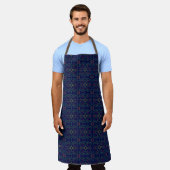 Vollständige Print-Schürze mit blauer Geometrie Schürze (Getragen)