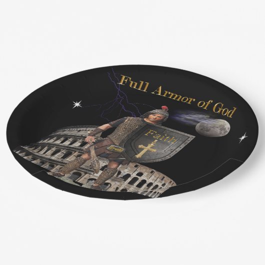 Vollständige Rüstung der GOD Pappteller (Schrägansicht)