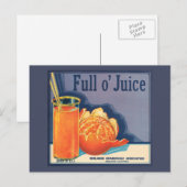 Vollständige Werbung für Saft Vintage Orangenzücht Postkarte (Vorne/Hinten)