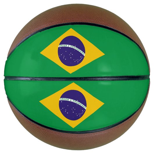 Vollständiger Basketball mit Flagge Brasiliens (Vorderseite)
