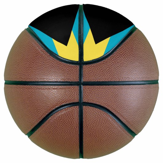 Vollständiger Basketball mit Flagge von Bahamas (Rechts)