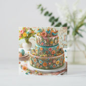 VOLLSTÄNDIGER BLUMENTHEMATISCHER GEBURTSTAGSKAKE KARTE (Stehend Vorderseite)