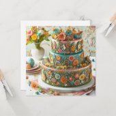 VOLLSTÄNDIGER BLUMENTHEMATISCHER GEBURTSTAGSKAKE KARTE (Vorderseite/Rückseite Beispiel)