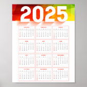 Vollständiger, minimaler vertikaler Kalender 2025 Poster (Vorne)