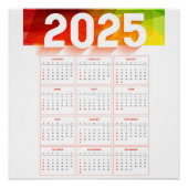 Vollständiger, minimaler vertikaler Kalender 2025 Poster (Vorderseite)