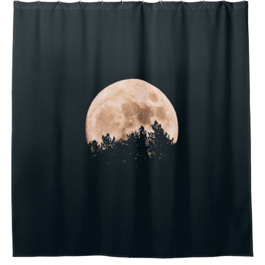 VOLLSTÄNDIGER MOND HINTER EINER SILHOUETTE DUSCHVORHANG (Vorderseite)
