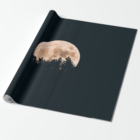 VOLLSTÄNDIGER MOND HINTER EINER SILHOUETTE GESCHENKPAPIER (Ungerollt)