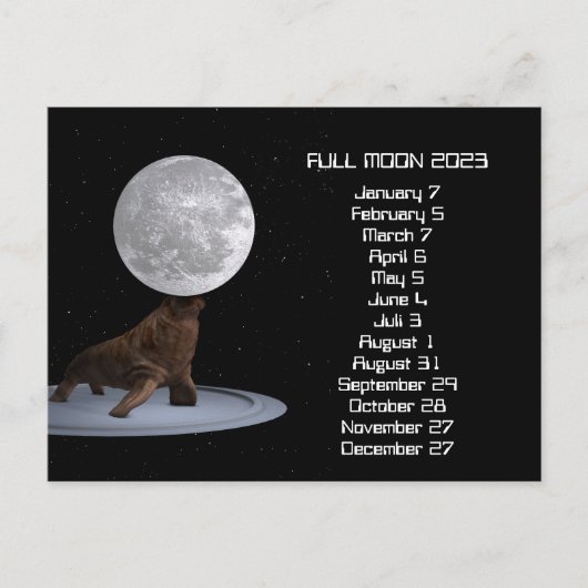 Vollständiger Moon Walrus Kalender 2023 Postkarte (Vorderseite)