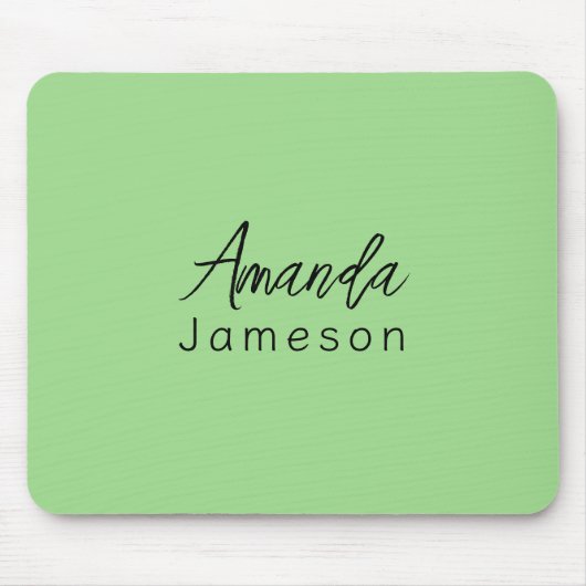 Vollständiger Name Einfache Minimale Monogram Kalk Mousepad (Vorne)