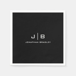 Vollständiger Name für Schwarzweiß-Monogramm Serviette