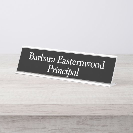 Vollständiger Name Principal in Schwarz Schreibtischnamensplakette (Vorderseite )