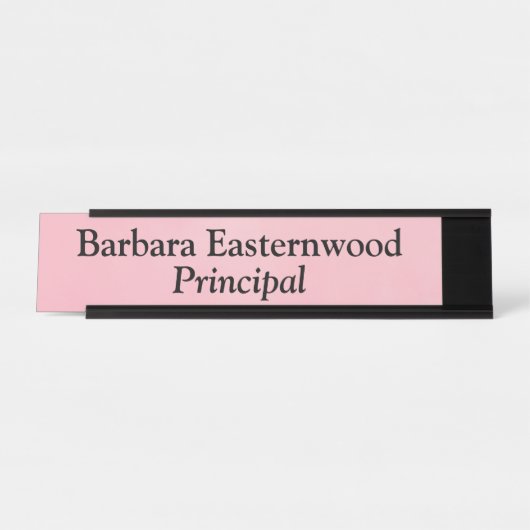 Vollständiger Name Prinzip in Aquarellfarbe Rosa R Schreibtischnamensplakette (Vorderseite )